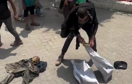 Thumbnail preview image for the video titled: Civilian retrieved two skulls from Al-Shujaiya, eastern Gaza City