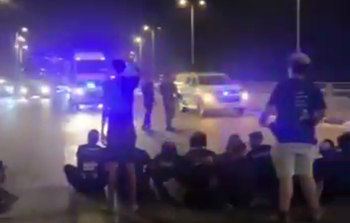 Thumbnail preview image for the video titled: Israeli genocidal activists obstructed the movement of aid trucks heading to the besieged Gaza Strip