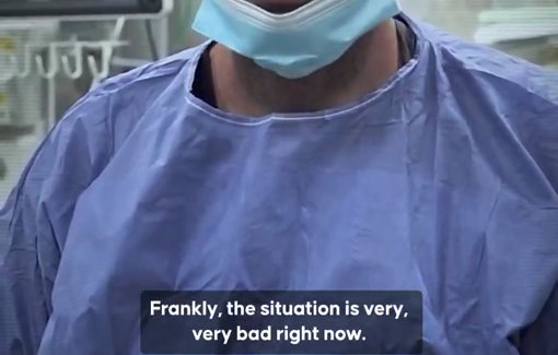 Thumbnail preview image for the video titled: Starved doctors in Gaza endure extreme exhaustion to save lives