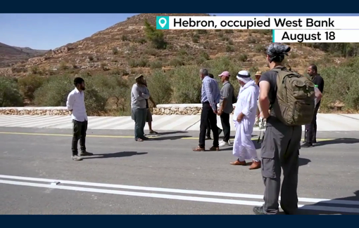 Thumbnail preview image for the video titled: Illegal Israeli settlers and Israeli forces prevented Palestinians living in the Jourat al-Khalil from returning to their lands