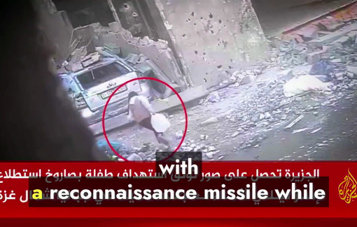 Thumbnail preview image for the video titled: Live footage of Israel's murder of child Amna Mufti carrying water