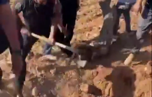 Thumbnail preview image for the video titled: Resident of Al-Mugghayyir replanting olive trees uprooted by Israeli soldiers and settlers