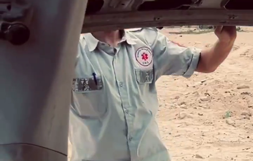 Thumbnail preview image for the video titled: Israeli soldiers destroyed a number of ambulances in Nasser Medical Complex
