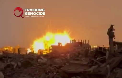 Thumbnail preview image for the video titled: IDF soldiers document their massive detonation of remaining buildings in northern Gaza