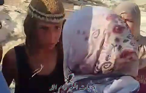 Thumbnail preview image for the video titled: Palestinian women confronted Israeli teenagers settlers as they raided their land near Al-Mughayyir village