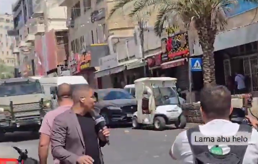 Thumbnail preview image for the video titled: Israeli forces attempt to crush Palestinian journalists covering today’s raid in downtown Ramallah