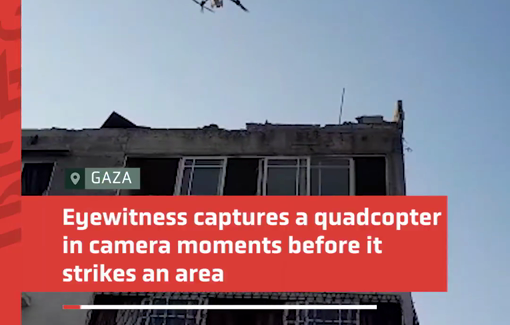 Thumbnail preview image for the video titled: Israeli drone drops two explosive charges on a home