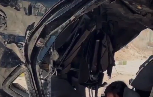 Thumbnail preview image for the video titled: Barefoot toddler passes out inside the wreckage of a car