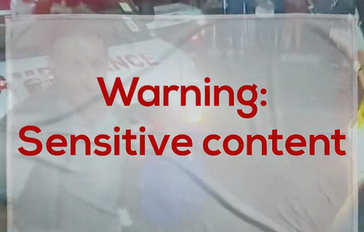 Thumbnail preview image for the video titled: A father carries the body parts of his children in bags after the brutal Israeli massacre on the Baptist Hospita