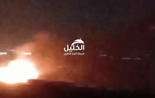 Thumbnail preview image for the video titled: Israeli forces stormed the town of Al-Shuyukh, accompanied by settler mobs who set fire to forested areas