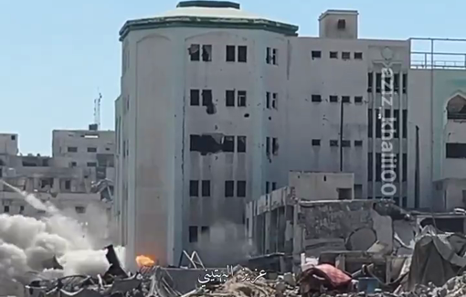 Thumbnail preview image for the video titled: Israel Defense Minister boasts of bombing "The "Islamic" University in Gaza is going up in smoke."