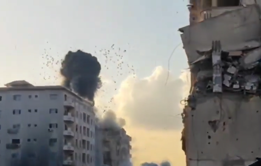 Thumbnail preview image for the video titled: Israel bombs Al-Roya residential building in Gaza City