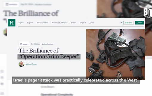 Thumbnail preview image for the video titled: Pager attack: the media complicity behind Israeli terrorism in Lebanon