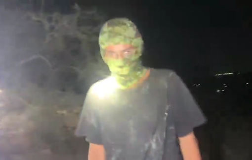 Thumbnail preview image for the video titled: Masked Jewish minors, invaded the village of Ras Al-Auja to harm and scare, day and night.