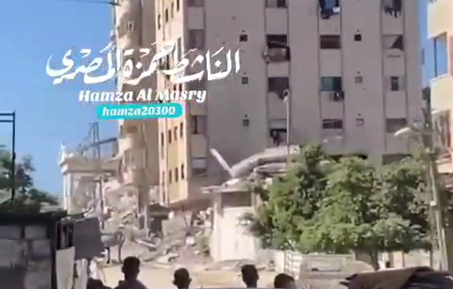 Thumbnail preview image for the video titled: Israel bombs and destroys Al-Noor Tower in Gaza City