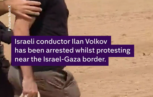 Thumbnail preview image for the video titled: Israeli conductor of the BBC Scottish Symphony Orchestra, Ilan Volkov arrested at a protest near the Israel-Gaza border