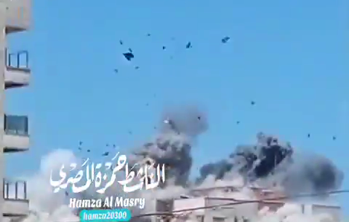 Thumbnail preview image for the video titled: Israel destroys Al-Kawthar residential tower in Gaza City