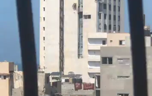 Thumbnail preview image for the video titled: Israel bombs and destroys Al-Ghifari Tower