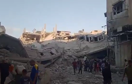 Thumbnail preview image for the video titled: Total destruction of Al-Aybaki mosque by Israeli direct airstrike