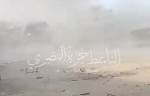 Thumbnail preview image for the video titled: Family flees Al-Nil school after the IDF detonated explosives in the vicinity