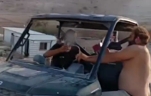 Thumbnail preview image for the video titled: In Ras al-Auja, a settler removed his shirt, and mocked the resident values—forcing them inside