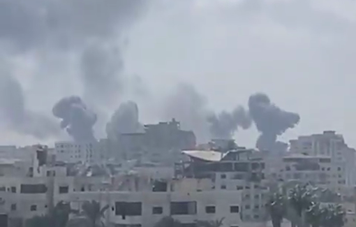 Thumbnail preview image for the video titled: Israel pounds Gaza City with firebelt airstrikes