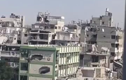 Thumbnail preview image for the video titled: Israeli quadcopter drops a bomb on homes