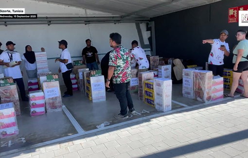 Thumbnail preview image for the video titled: Receipt of the loading of Humanitarian aid on Alma vessel on September 10 in Tunisia