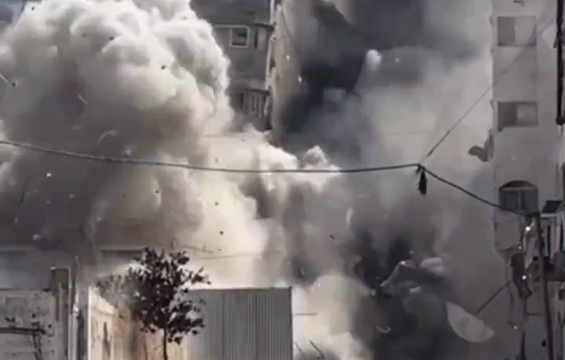 Thumbnail preview image for the video titled: Israel bombs houses in near the Gaza port