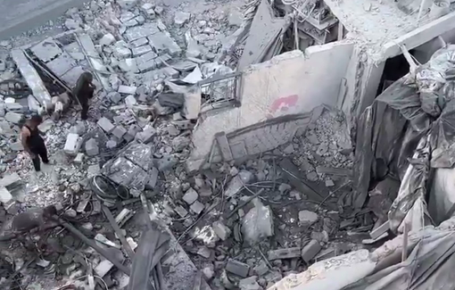 Thumbnail preview image for the video titled: Total destruction of Al-Qarinawi family house by Israeli bombing