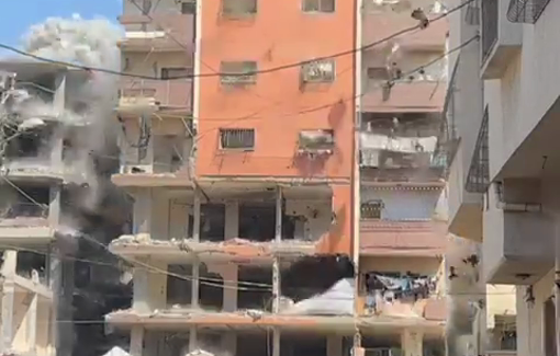 Thumbnail preview image for the video titled: 5 Israeli airstrikes destroy houses in the Abu Hasira area western Gaza City