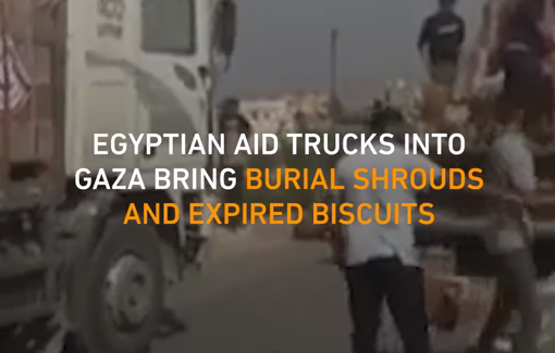 Thumbnail preview image for the video titled: Gaza residents shocked as Red Crescent truck carries coffins, expired biscuits