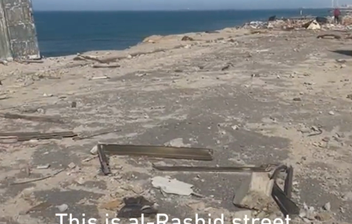 Thumbnail preview image for the video titled: Once Gaza’s beating heart, Al-Rashid Street lies in ruins