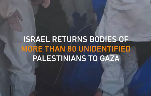 Thumbnail preview image for the video titled: Palestinians search for missing loved ones after israel returns over 80 bodies