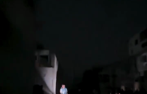 Thumbnail preview image for the video titled: Israel forced out children from their shelters so it can bomb a block of school in Al-Rimal neighborhood