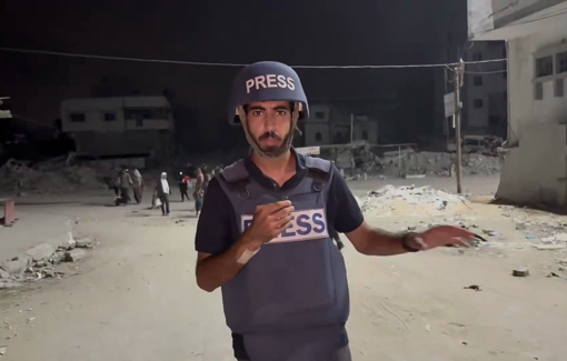 Thumbnail preview image for the video titled: Displaced families forced by Israel to flee their shelters at midnight in Gaza City