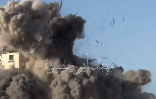 Thumbnail preview image for the video titled: Israeli bombing of Al-Bakri Tower in western Gaza City