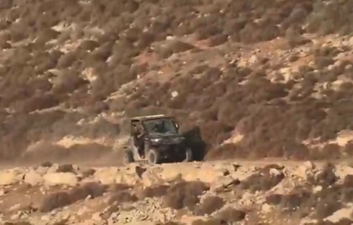 Thumbnail preview image for the video titled: Israeli settler mobs on ATVs storm Palestinian lands and harass farmers in the Hamroush area, east of Sa’ir