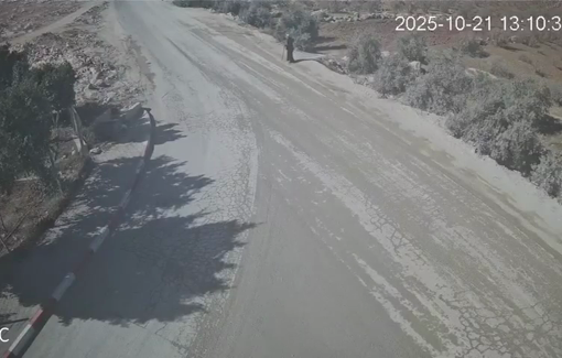 Thumbnail preview image for the video titled: Israeli settlers on an ATV steal the walking cane of an elderly Palestinian walking peacefully