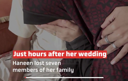 Thumbnail preview image for the video titled: Haneen Abu Lahia speaks about the gruesome Israeli massacre of her family hours after her wedding