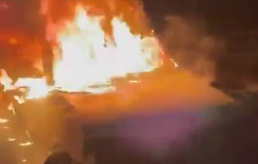 Thumbnail preview image for the video titled: Dozen of Israeli settlers attacked Al Mughayyir burning cars and houses with people trapped inside