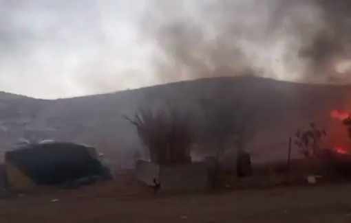 Thumbnail preview image for the video titled: Dozens of settlers attacked Palestinians in the Al-Sidra (Mukhmas), burning homes