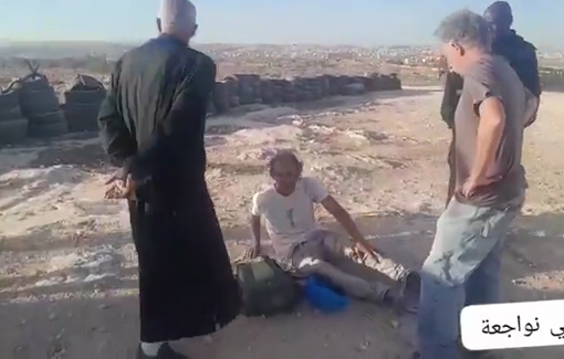 Thumbnail preview image for the video titled: Israeli settlers assaulted an international activist in the village of Susiya