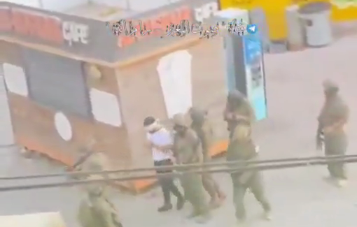 Thumbnail preview image for the video titled: Israeli soldiers arresting a Palestinian during a raid on the village of Al-Mughayyir Ramallah