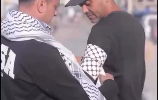 Thumbnail preview image for the video titled: Palestinians decorate the entrance of Al-Maghazi camp amid rebuilding efforts