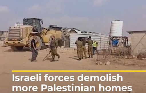 Thumbnail preview image for the video titled: Israeli forces demolished Palestinian homes and livestock shelters in Masafer Yatta area