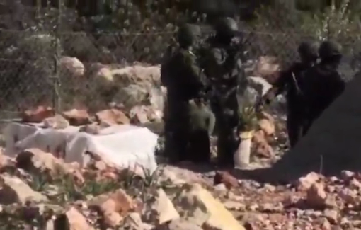 Thumbnail preview image for the video titled: Israeli forces detain several Palestinians following an attack by Israeli settlers near the town of Sa'ir