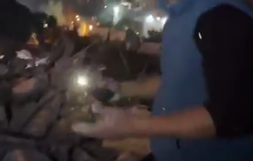 Thumbnail preview image for the video titled: A Palestinian man attempted to retrieve some of his personal belongings from the debris of his home