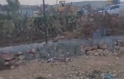 Thumbnail preview image for the video titled: Israeli bulldozers demolishing facilities belonging to Palestinians in Al-Mughayyir