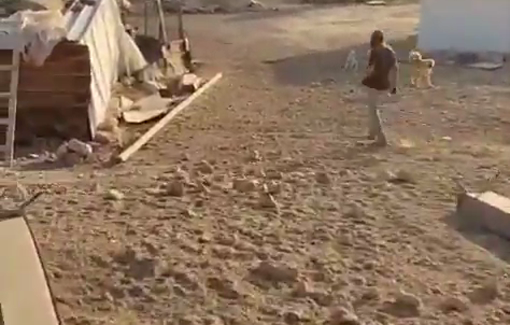 Thumbnail preview image for the video titled: As part of daily harassment, a settler enters the center of Shallal Al-Auja village